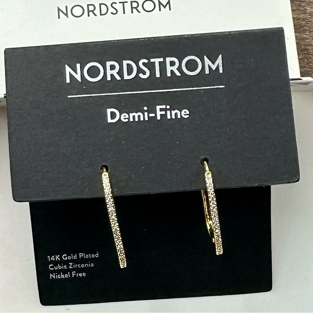 Nordstrom Demi-Fine 14K Gold Plated Cubic Zirconia Oval Hoop Earrings